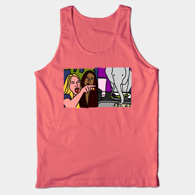 Woman Yelling at Cat Meme with an Elephant Tank Top by ellenhenryart